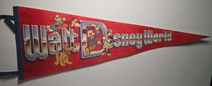Vintage Walt Disney World Mickey Minnie w/ Friend Felt Pennant Banner 30" 1980s - Picture 1 of 4