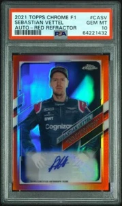 2021 Topps Chrome F1 Sebastian Vettel Red Refractor Auto /5 #CASV GEM MT 10 - Picture 1 of 3