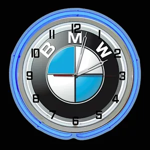 Reloj BMW Signo 19" Azul Doble Neón Garaje Acabado Cromo Motor Bávaro Funciona - Imagen 1 de 2