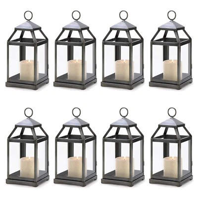 Lote de 8 peças de desconto para casamento elegante lanterna de vela acabamento de ferro prata 6" L x 12" A - Imagem 1 de 4