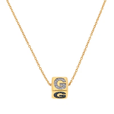Diamond & Gemstone Womens Letter "G" Initial Sterling Silver Necklace, Goldtone - Image 1 of 2