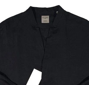 Camisa de lino para hombre MURANO negra cuello abierto 2XB (2X/2XL GRANDE) NUEVA NUEVA CON ETIQUETAS NiCe! - Imagen 1 de 5