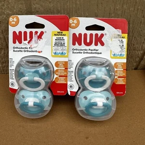 New NUK Lot Silicone Orthodontic Pacifiers 0-6 months Green Teal Storage Case - Foto 1 di 3