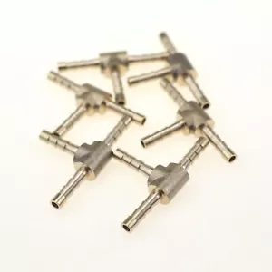 6Pcs HOSE BARB TEE Brass Pipe 3 WAY T Fitting Thread Gas Fuel Water 1/8"4mm - Picture 1 of 7