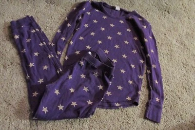 Conjunto de calças compridas e pijama de manga comprida Gap Kids meninas roxo com estrelas brancas tamanho 12 - Imagem 1 de 4