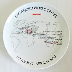Cunard Saga fjord World Cruise Plate 6 1/4 Inch Diameter 1990 - Picture 1 of 6