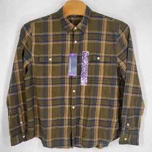 Camisa Lucky Brand Para Hombres Oliva Multicolor Calce Clásico Franela Botón Delantero XL - Imagen 1 de 4