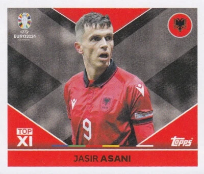 PANINI FUßBALL UEFA EM EURO 2024 DEUTSCHLAND Topps Sticker European Football Championship Euro 2024 No.: ALB TOP 1 Jasir Asani Albania Image NEW