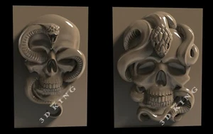 2 Pcs 3D STL Models SKULL SNAKE for CNC Router 3D Printer Engraver Aspire Artcam - Picture 1 of 3