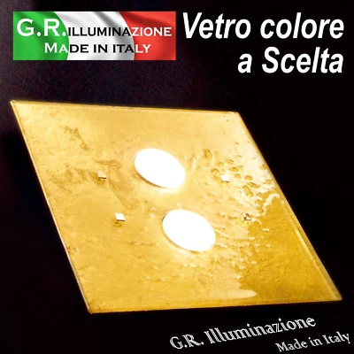 PLAFONIERA MODERNA A LED 2 L. ORO LAMPADA DA SOFFITTO IN VETRO CUCINA BAGNO Riva - Immagine 1 di 4