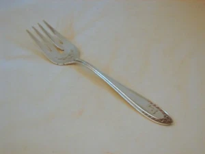 Old Oneida Bridal Wreath Silver Meat Fork, VG-Ex Cond, w/Mono, 8-1/4in, ca 1915 - Picture 1 of 6