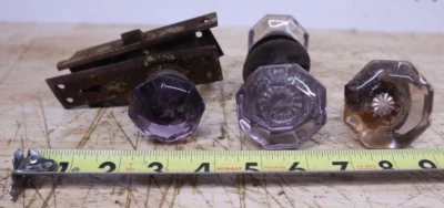 Conjunto de maçanetas e extras vintage/antigas de cor roxa e rosa *Danificado EUA - Imagem 1 de 4