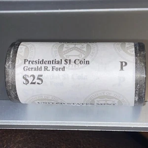 2016 P Gerald Ford Unopened 25 Coin Mint Roll Presidential Gold Dollar - Picture 1 of 4