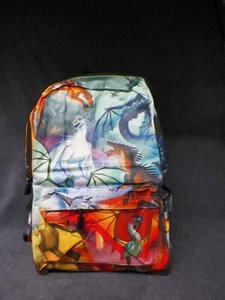 Dragon Print Backpack Colorful Organizing Pockets New - Picture 1 of 10