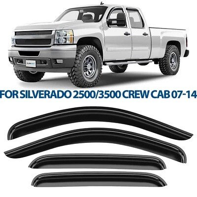 Rain Guards Vent Visors Shade for 07-14 Chevy Silverado 2500/3500 Crew Cab - Image 1 of 4