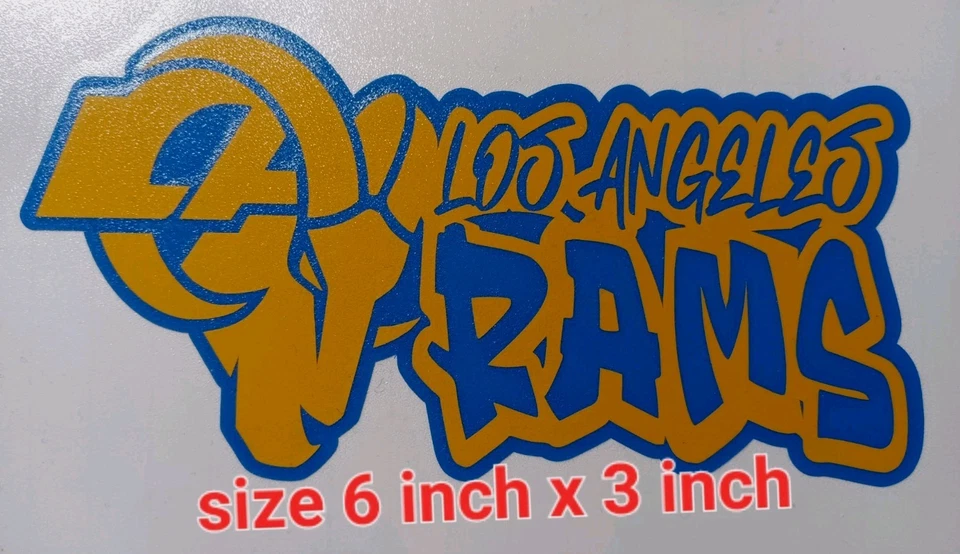  LOS ANGELES RAMS  GRAFFITI STYLE  NFL  VINYL DECAL STICKER SIZE 6X3 INCHES NEW. - Image 1 of 4