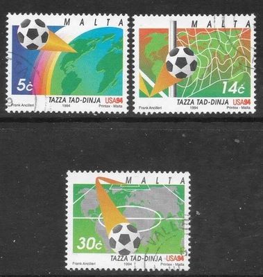 MALTA 1994. Sc#836-838; SG#965-967. Copa Mundial FIFA 1994 - EE. UU. Usado Foto 1 de 2