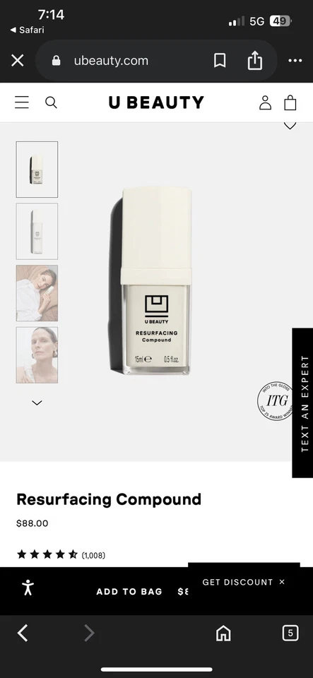 U Beauty Resurfacing Compound Travel Size 15 ml 0.5 fl.oz. Brighten New Sealed - Image 1 of 4