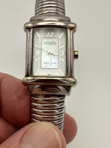 Fine ECCLISSI #31910 STERLING SILVER Flexible CUFF BRACELET WATCH Runs Great! - Picture 1 of 8