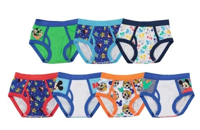 NEW Boys Underwear Briefs MICKEY MOUSE 2T-3T, 4T Cotton 7pc Disney Pluto Donald - Image 1 of 4