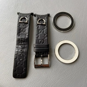 Correa y hebilla y bisel de cuero negro genuino Gucci U-play 35 mm - Imagen 1 de 6