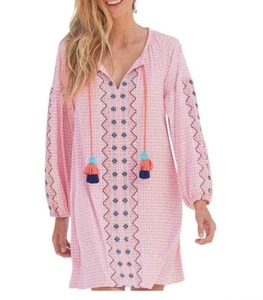 Cabana Life Tunika Kleid Damen Größe Large Neu Rosa Nylonmischung mit Quasten Neu - Bild 1 von 14