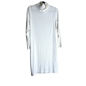 Club Monaco Cozy Ottoman Sweater Dress Women Size Medium White Knit Ribbed Cozy - Picture 1 of 9