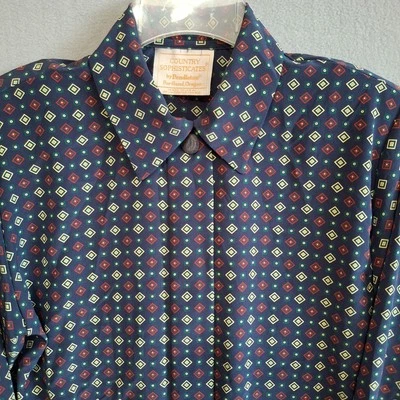 Blusa Pendleton Talla 8 Vintage Botón Acento Cuello Azul Geométrico Hecha en EE. UU. Foto 1 de 4