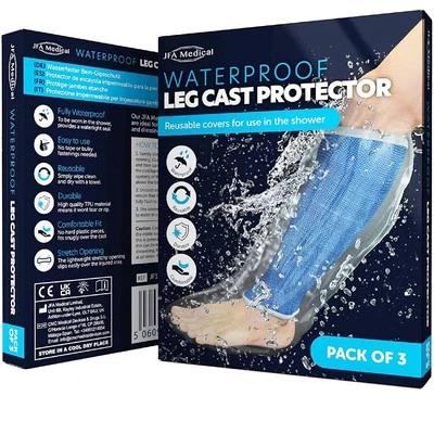 JFA MEDICAL Box of 3 Reusable Waterproof Shower Leg Cast Cover Protectors, Half Leg