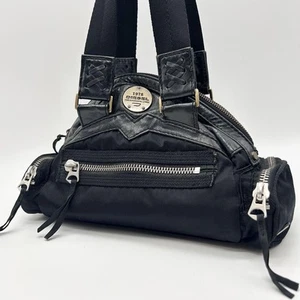 Diesel Grunge Mini Boston Bag Plate Black Leather Vintage Used Authentic 2506SM - Picture 1 of 12