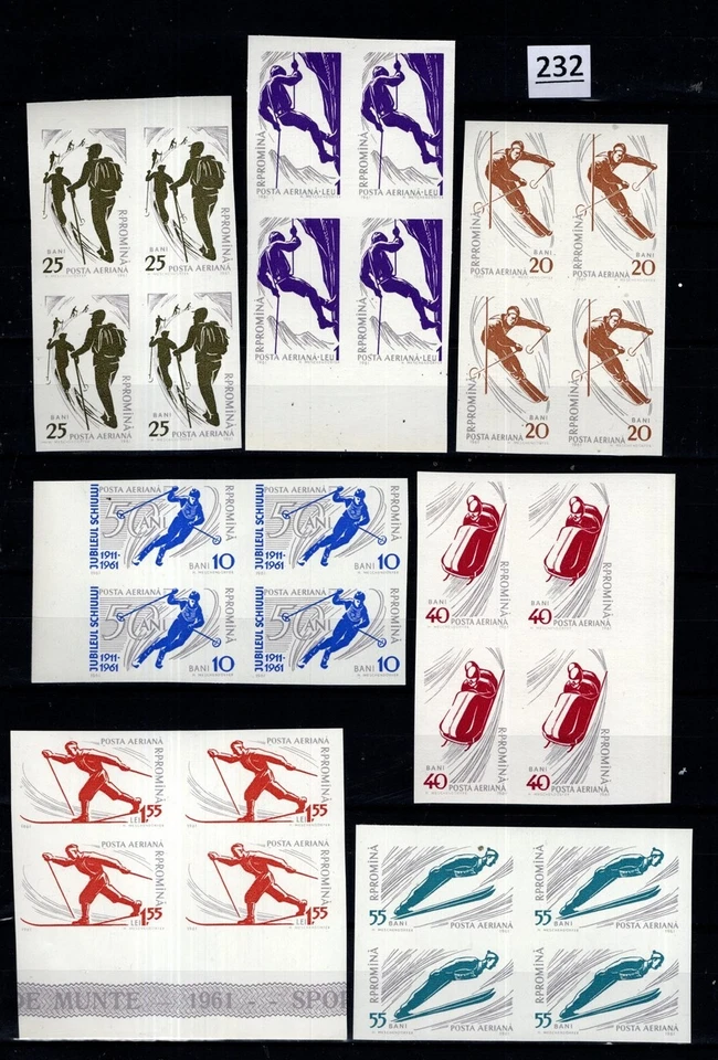 # 4X ROMANIA 1961 - MNH - IMPERF - SPORTS - SKIING - Image 1 of 1