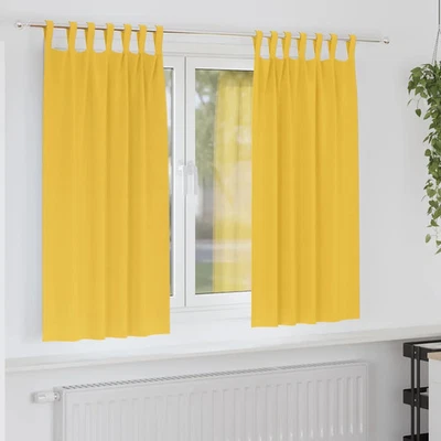 Curtains with Curtains 2 pcs Mustard yellow Polyester vidaXL - Image 1 of 4