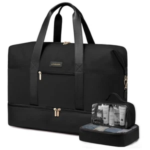 Weekender Bag, Large Travel Duffel Bag for Women with 2 Packing Cubes, Carry ... - Picture 1 of 6