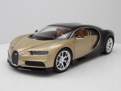 Bugatti Chiron 2017 Oro Nero Modellino Auto 1:24 Welly - Immagine 1 di 4