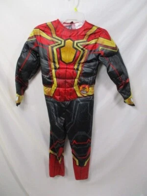 Spiderman Costume Boys Medium Gold Marvel Avengers Padded Jumpsuit Only Red  - Image 1 of 4