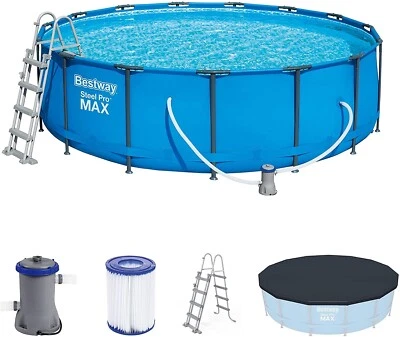 Bestway Steel Pro Max Frame Pool Komplett-Set 457x122 cm 16015 Liter Rund Blau  - Bild 1 von 4