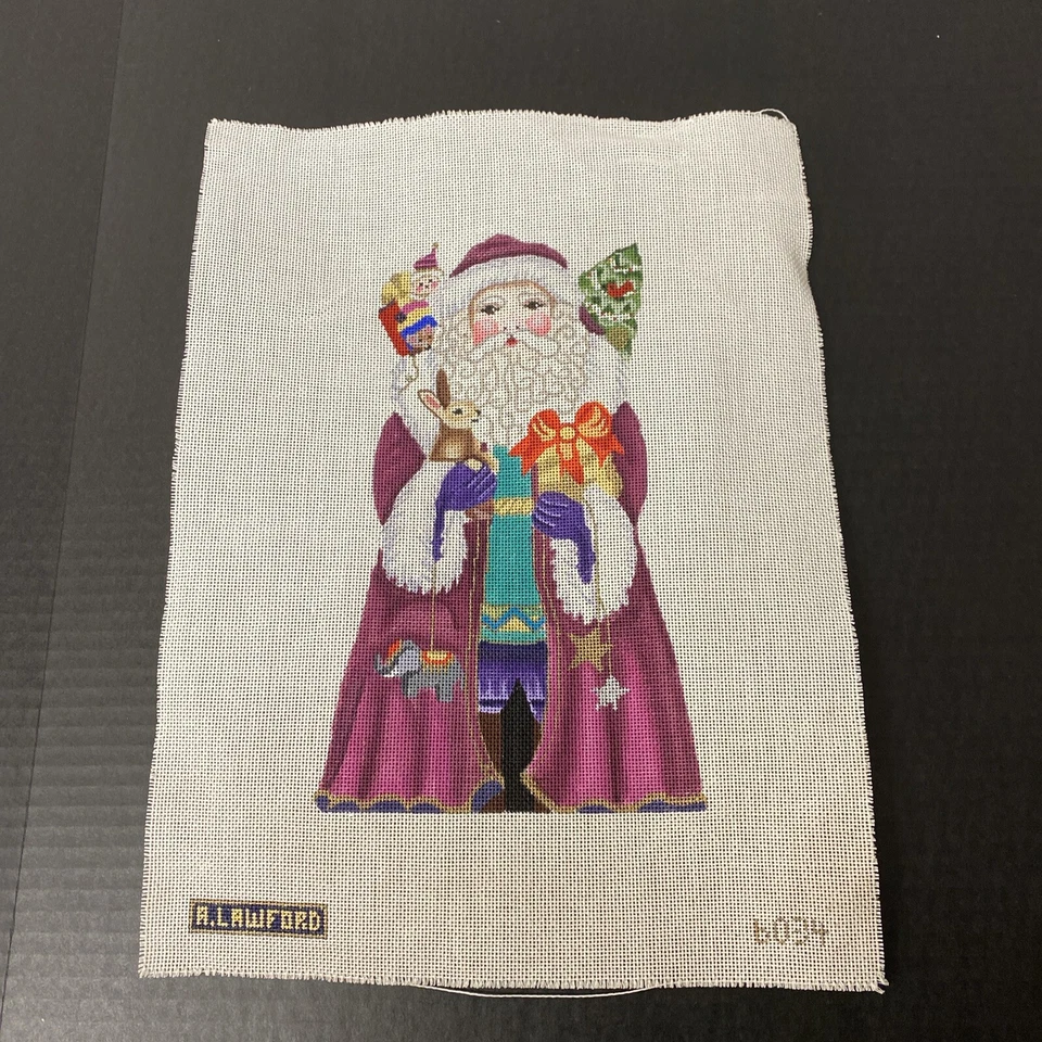 Punta de aguja pintada a mano Amanda Lawford Santa con juguetes animales regalo lona 6034 Foto 1 de 4