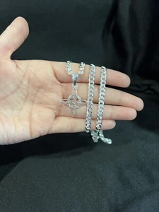 925 Sterling Silver Nudo de Bruja Witches Knot Celtic Star & Curb Chain 22 26 30 - Picture 1 of 6