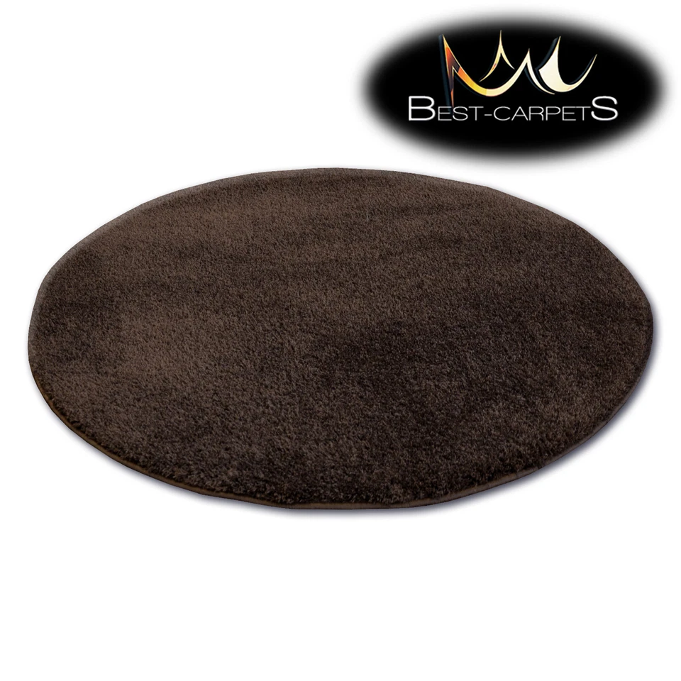 AMAZING SOFT & THICK RUG SHAGGY CIRCLE "MICRO" Polyester Brown HIGH QUALITY - Image 1 of 1