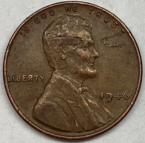 Lamination Error - 1946 Wheat Cent Penny - Wow! Attached Lamination Peel Cover