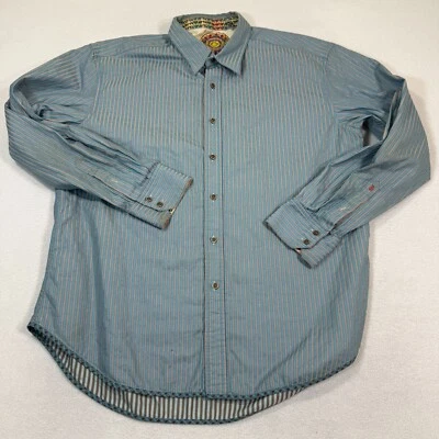 Robert Graham Shirt Men 2XL Blue Stripe Long Sleeve Button Up Flip Cuff Casual - Image 1 of 4