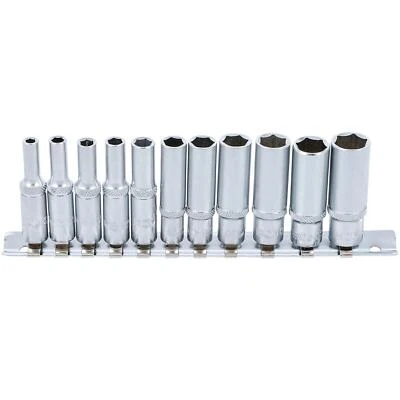 BGS TECHNIC JEU DE 11 DOUILLES 6 PANS BGS LONGUES, PROFONDES, 4 A 13 mm CARRE 1/4