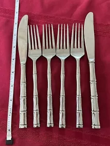 Reed & Barton Rebacraft Japan REGAL BAMBOO Stainless Steel Flatware Set 6 Pcs - Picture 1 of 5