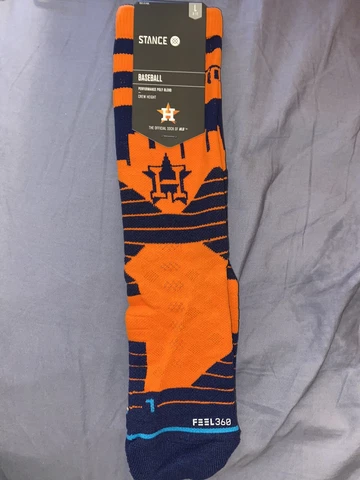 STANCE Houston Astros MLB Diamond Pro Crew Socks Large Orange Navy H-Town AL WS Cover