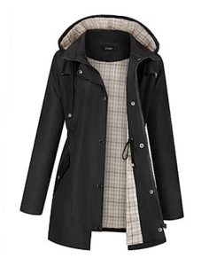 Women Waterproof Outdoor Hiking Raincoat Women Lined Rain Jacket Medium Black1 - Picture 1 of 6