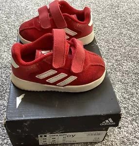 ADIDAS COPA SUEDE RED & WHITE TODDLERS UK KIDS SIZE 4K EU 20 - Picture 1 of 6