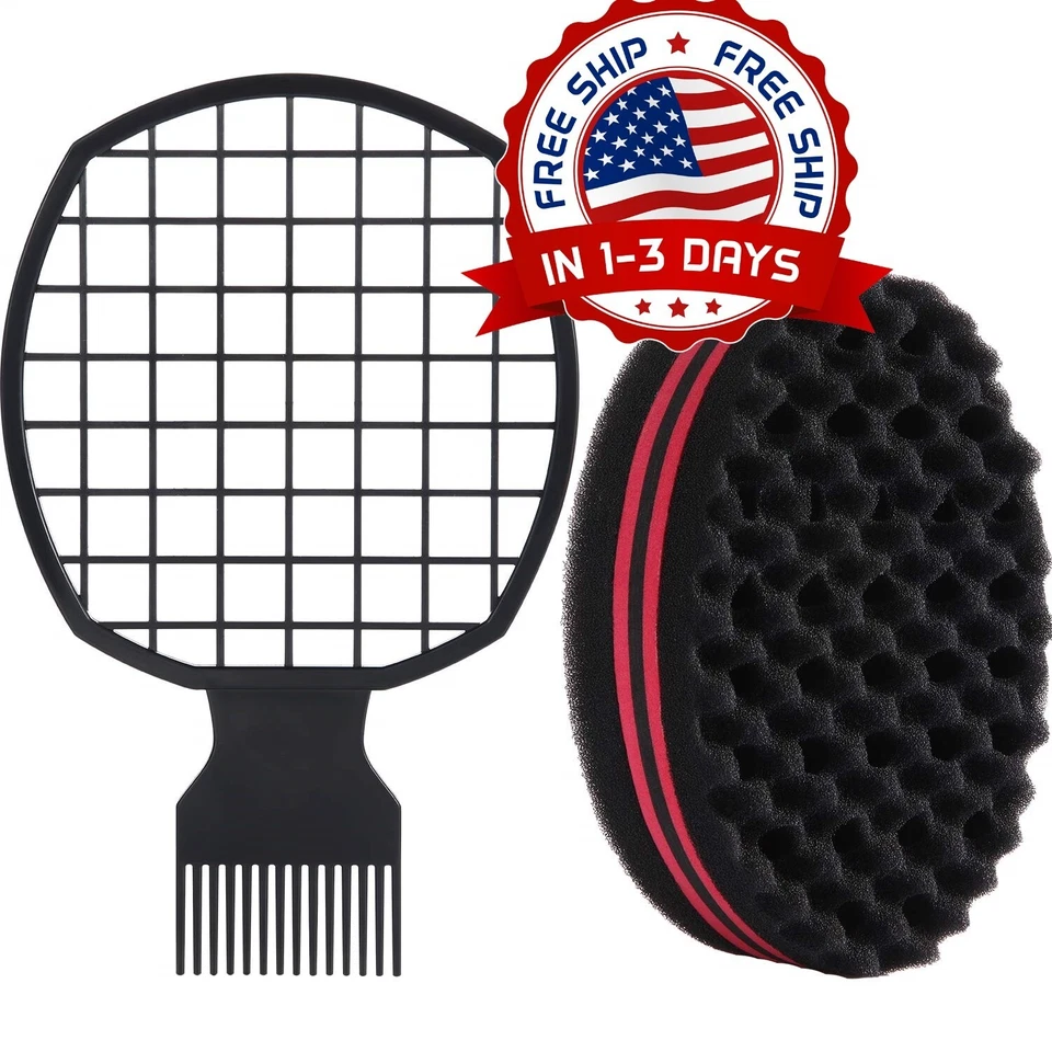 Peine con herramienta de peluquero 2 piezas para cabello natural negro US NUEVO - Image 1 of 4