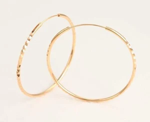 9ct 9K Yellow Gold Plated Ladies Love Women Large Hoop Earrings 50mm Gift 2203 - Picture 1 of 8