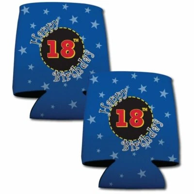 18th Birthday Party Can Cooler Set - 1 Design - Set of 6 - FREE SHIPPING - Image 1 of 2