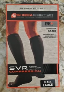 SHOCK DOCTOR SVR Compression 727 SE BLACK Recovery Socks NEW Mens S Shoe Sz 4-6 - Picture 1 of 2